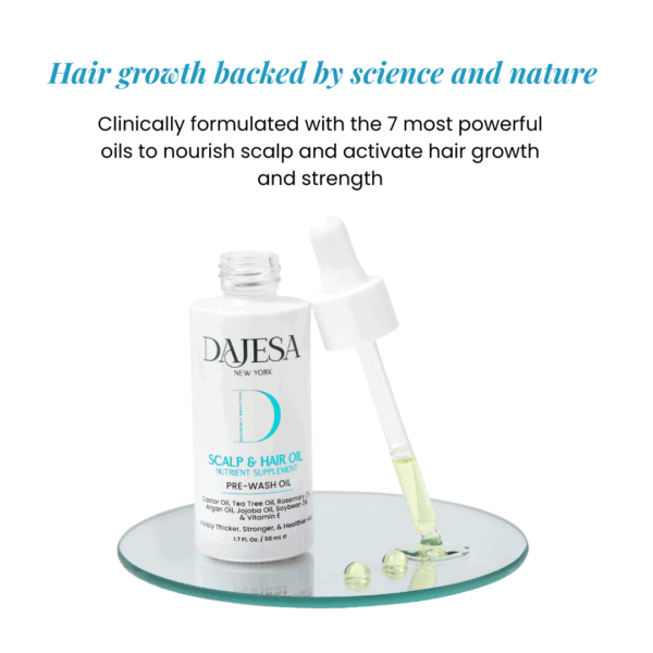 DAJESA Pre Wash Scalp & Hair Oil – Nutrient-Rich Pre-Wash Treatment – Castor, Tea Tree, Argan & Rosemary Oils – Strengthens, Nourishes & Stimulates for Thicker, Healthier Hair – 1.7 Fl Oz (50 mL) - Image 3
